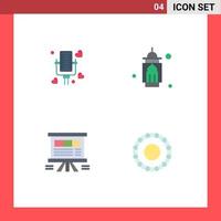 4 Universal Flat Icons Set for Web and Mobile Applications talking analytics wedding islam presentation Editable Vector Design Elements