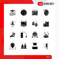 Set of 16 Modern UI Icons Symbols Signs for living smartwatch blueprint hand watch Editable Vector Design Elements