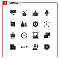 16 User Interface Solid Glyph Pack of modern Signs and Symbols of object edit aurangabad fort watch gym Editable Vector Design Elements