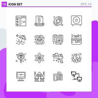 Modern Set of 16 Outlines Pictograph of subwoofer electronics love devices settings Editable Vector Design Elements