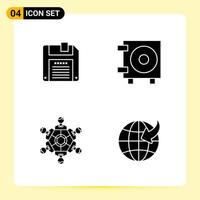 4 Creative Icons for Modern website design and responsive mobile apps 4 Glyph Symbols Signs on White Background 4 Icon Pack Creative Black Icon vector background