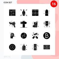 Vector Pack of 16 Icons in Solid Style Creative Glyph Pack isolated on White Background for Web and Mobile Creative Black Icon vector background