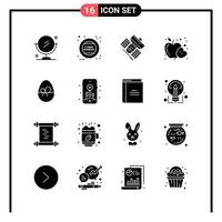 conjunto de 16 iconos de estilo sólido para web y símbolos de glifos móviles para imprimir signos de iconos sólidos aislados en fondo blanco 16 conjunto de iconos fondo de vector de icono negro creativo