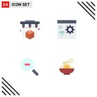 Modern Set of 4 Flat Icons and symbols such as factory research app develop noodle Editable Vector Design Elements