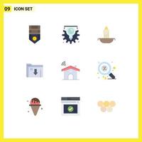 User Interface Pack of 9 Basic Flat Colors of service download candle server data Editable Vector Design Elements