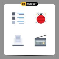 4 User Interface Flat Icon Pack of modern Signs and Symbols of checklist laptop menu bauble text Editable Vector Design Elements