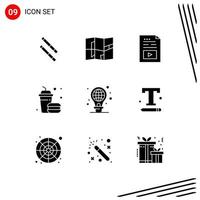 Pack of 9 Modern Solid Glyphs Signs and Symbols for Web Print Media such as light bulb green multimedia protection fast Editable Vector Design Elements