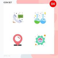 Modern Set of 4 Flat Icons and symbols such as call ecommerce message research efficiency Editable Vector Design Elements