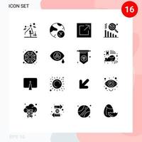 Set of 16 Modern UI Icons Symbols Signs for mutation chinese export china graph Editable Vector Design Elements