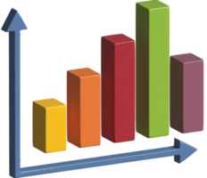 Ilustración 3d de gráfico de barras png