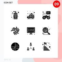 Mobile Interface Solid Glyph Set of 9 Pictograms of education crypto currency controller crypto iota Editable Vector Design Elements