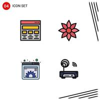 Modern Set of 4 Filledline Flat Colors and symbols such as design nature paint amaryllis flower document Editable Vector Design Elements