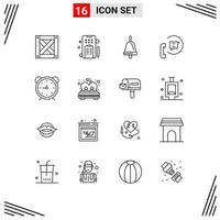 paquete de iconos de vector de stock de 16 signos y símbolos de línea para elementos de diseño de vector editables de teléfono de reloj de escuela de cronómetro de temporizador