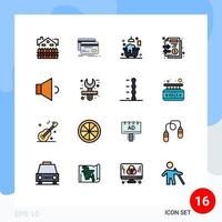 Pictogram Set of 16 Simple Flat Color Filled Lines of money files debit documents bathtub Editable Creative Vector Design Elements