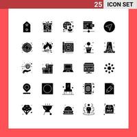 Set of 25 Vector Solid Glyphs on Grid for map wallet global money energy Editable Vector Design Elements