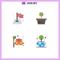 4 Universal Flat Icons Set for Web and Mobile Applications flag brazil target tree face Editable Vector Design Elements