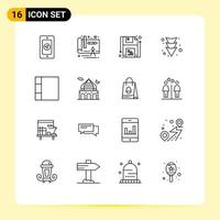 Outline Pack of 16 Universal Symbols of islam mosque save layout full Editable Vector Design Elements