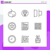 Set of 9 icons in Line style Creative Outline Symbols for Website Design and Mobile Apps Simple Line Icon Sign Isolated on White Background 9 Icons Creative Black Icon vector background