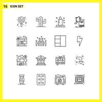 16 Creative Icons Modern Signs and Symbols of growth learning candle knowledge night Editable Vector Design Elements