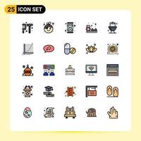 25 User Interface Filled line Flat Color Pack of modern Signs and Symbols of gym hobby new hobbies convert Editable Vector Design Elements