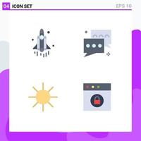 4 Flat Icon concept for Websites Mobile and Apps launch circle technology communication ray Editable Vector Design Elements