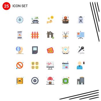 Mobile Interface Flat Color Set of 25 Pictograms of process box image geometric industry Editable Vector Design Elements