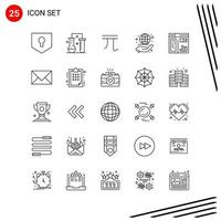 Collection of 25 Vector Icons in Line style Pixle Perfect Outline Symbols for Web and Mobile Line Icon Signs on White Background 25 Icons Creative Black Icon vector background