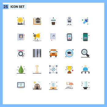 Mobile Interface Flat Color Set of 25 Pictograms of arrow robotic house robot autonomous Editable Vector Design Elements