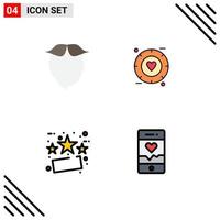 4 User Interface Filledline Flat Color Pack of modern Signs and Symbols of moustache discount beared signal percentage Editable Vector Design Elements