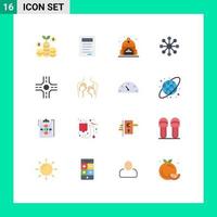 Group of 16 Flat Colors Signs and Symbols for woman sexy back bag health crossroad Editable Pack of Creative Vector Design Elements