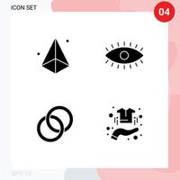 Pictogram Set of 4 Simple Solid Glyphs of design ring modeling eyes couple Editable Vector Design Elements