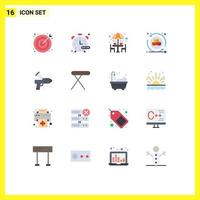 16 Thematic Vector Flat Colors and Editable Symbols of virtual shapes watch environment table Editable Pack of Creative Vector Design Elements