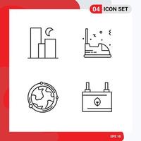 Pack of 4 creative Filledline Flat Colors of city entertainment night car globe Editable Vector Design Elements