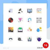 Pictogram Set of 16 Simple Flat Colors of protection human law caring programming Editable Pack of Creative Vector Design Elements