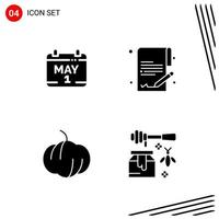 Collection of 4 Vector Icons in solid style Pixle Perfect Glyph Symbols for Web and Mobile Solid Icon Signs on White Background 4 Icons Creative Black Icon vector background
