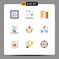 Pictogram Set of 9 Simple Flat Colors of find document coding data programing Editable Vector Design Elements