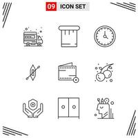 9 Icons Line Style Grid Based Creative Outline Symbols for Website Design Simple Line Icon Signs Isolated on White Background 9 Icon Set Creative Black Icon vector background