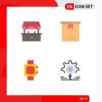 User Interface Pack of 4 Basic Flat Icons of ticket office clock play holiday gear Editable Vector Design Elements