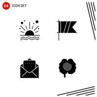 Collection of 4 Vector Icons in solid style Pixle Perfect Glyph Symbols for Web and Mobile Solid Icon Signs on White Background 4 Icons Creative Black Icon vector background