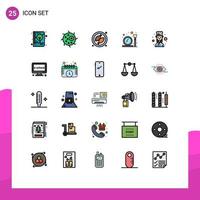 conjunto de 25 iconos de interfaz de usuario modernos signos de símbolos para cocinar elementos de diseño de vector editables de vidrio de espejo de planta de cepillo de maquillaje