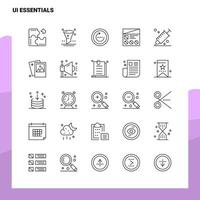 conjunto de iconos de línea esenciales de interfaz de usuario conjunto de 25 iconos diseño de estilo minimalista vectorial conjunto de iconos negros paquete de pictogramas lineales vector