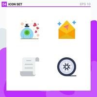 User Interface Pack of 4 Basic Flat Icons of gift log fragrance mail black film Editable Vector Design Elements