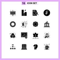 Set of 16 Modern UI Icons Symbols Signs for creative dollar worker currency swiss france Editable Vector Design Elements