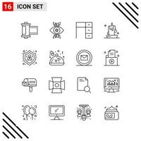 conjunto perfecto de píxeles de 16 iconos de línea conjunto de iconos de esquema para el diseño de sitios web y la interfaz de aplicaciones móviles fondo de vector de icono negro creativo