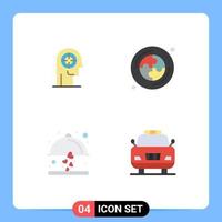 Set of 4 Modern UI Icons Symbols Signs for arrow food head education wedding Editable Vector Design Elements