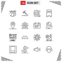 16 Icons Line Style Grid Based Creative Outline Symbols for Website Design Simple Line Icon Signs Isolated on White Background 16 Icon Set Creative Black Icon vector background