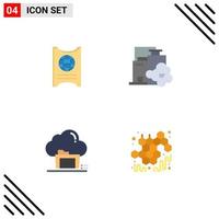 Group of 4 Modern Flat Icons Set for pass archive hotel landscape data Editable Vector Design Elements