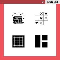 Modern Set of Solid Glyphs and symbols such as bus grid camping heart drawing Editable Vector Design Elements