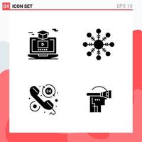 Collection of 4 Vector Icons in solid style Modern Glyph Symbols for Web and Mobile Solid Icon Sign Isolated on White Background 4 Icons Creative Black Icon vector background