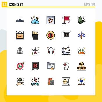 Set of 25 Modern UI Icons Symbols Signs for fruit flag browser carnival setting Editable Vector Design Elements